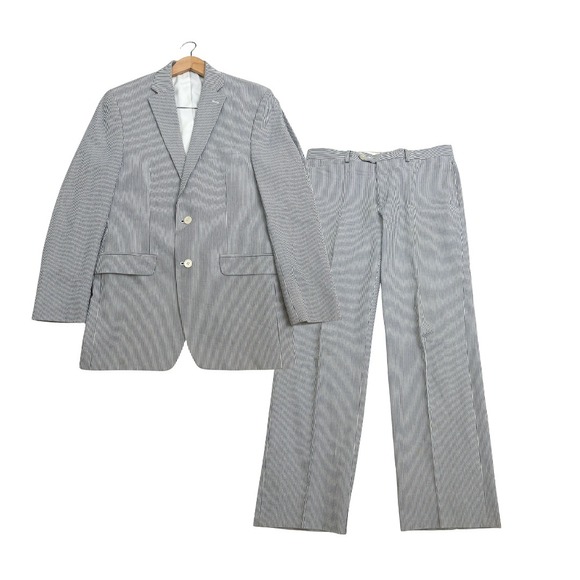 Lauren Ralph Lauren Other - Lauren Ralph Lauren Seersucker Suit Mens 40R Blue White Striped Cotton 2pc